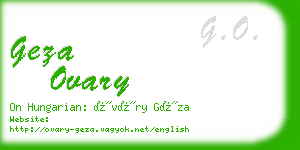 geza ovary business card